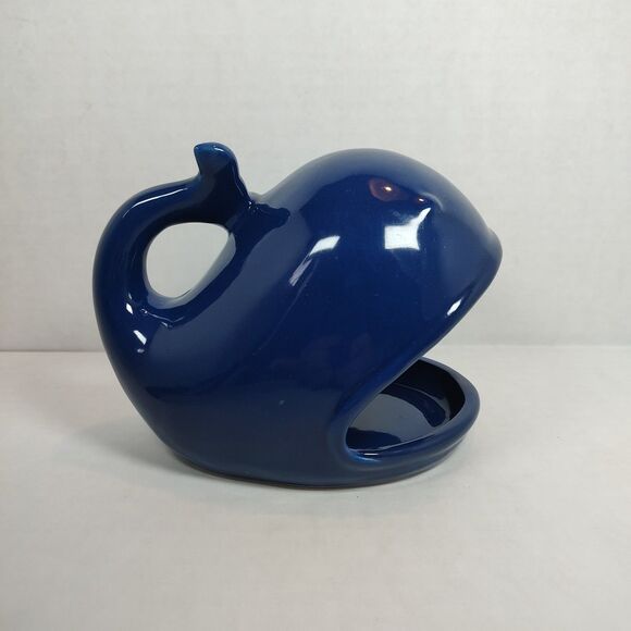 Navy Blue Whale Ceramic Kitchen Sponge Holder Multipurpose Figurine Nautical - Picture 6 of 16